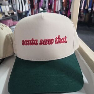 Cream and Green Cap with Pink Embroidery